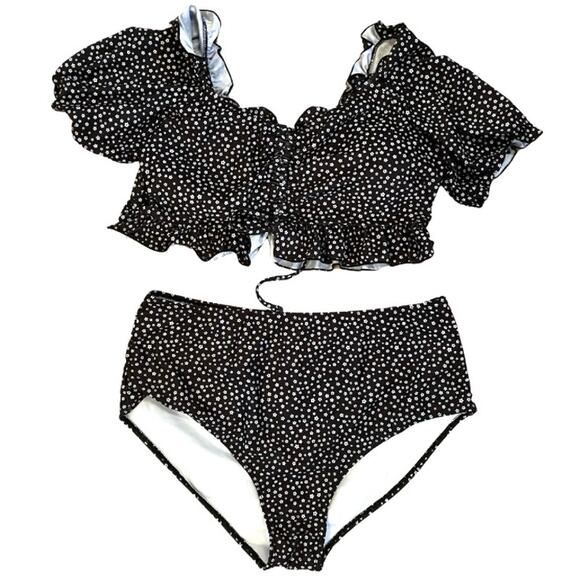 None and/or Unknown Other - Ditzy Floral Short Sleeve High Waist Swimsuit